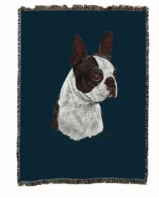 Boston Terrier - Black - Cotton Woven Throw