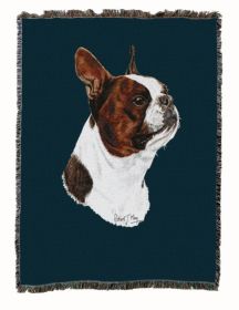 Boston Terrier - Brown - Cotton Woven Throw