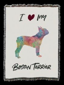 Boston Terrier Splash Cotton Woven Throw