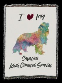 Cavalier King Charles Spaniel Splash Cotton Woven Throw