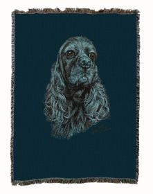 Cocker Spaniel - Black - Cotton Woven Throw