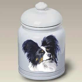 Papillon - Black and White - Best of Breed Ceramic Treat Jar