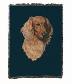 Dachshund - Longhair - Red - Cotton Woven Throw