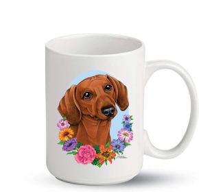 Dachshund - Red - Best of Breed PItcher Flower Mugs