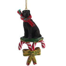 Great Dane - Black - Uncropped - Candy Cane Ornament