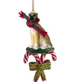 Great Dane - Fawn - Uncropped - Candy Cane Ornament