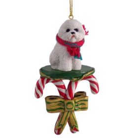 Bichon Frise - Candy Cane Ornament