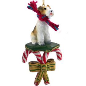 Wire Fox Terrier - Candy Cane Ornament