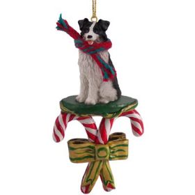 Border Collie - Candy Cane Ornament