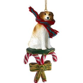 Borzoi - Candy Cane Ornament