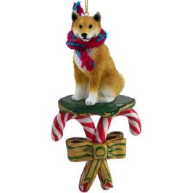 Shiba Inu - Candy Cane Ornament