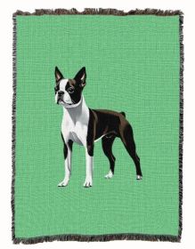 Boston Terrier Cotton Woven Throw