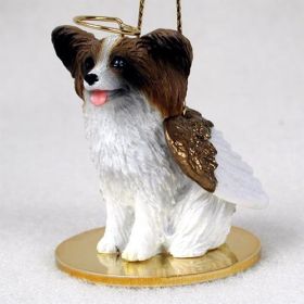 Papillon - Brown and White - Angel Ornament