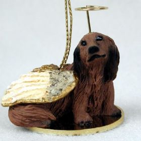 Dachshund - Red - Longhair - Angel Ornament