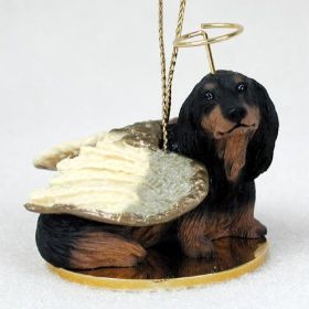 Dachshund - Black - Longhair - Angel Ornament