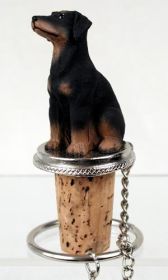 Doberman - Black - Uncropped - Bottle Stopper