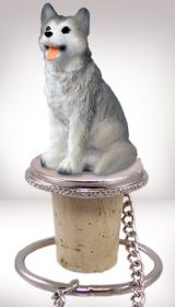 Siberian Husky - Gray and White - Brown Eyes - Bottle Stopper