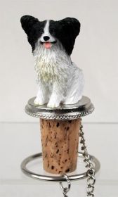 Papillon - Black and White - Bottle Stopper