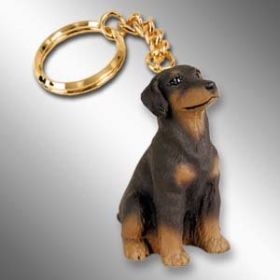 Doberman - Red - Uncropped - Keychain