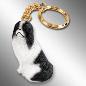 Japanese Chin - Black and White - Keychain