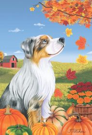 Australian Shepherd - Blue Merle - Best of Breed Autumn Leaves Garden Flag