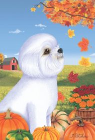 Bichon Frise - Show Cut - Best of Breed Autumn Leaves Garden Flag