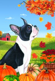 Boston Terrier - Best of Breed Autumn Leaves Garden Flag