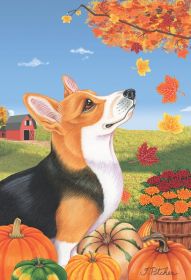 Corgi - Cardigan Tri -Best of Breed Autumn Leaves Garden Flag