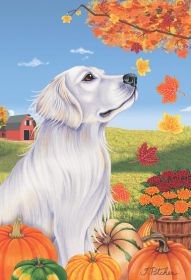 Golden Retriever - White - Best of Breed Autumn Leaves Garden Flag