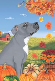 Pit Bull - Blue - Best of Breed Autumn Leaves Garden Flag