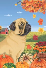 Pug - Fawn - Best of Breed Autumn Leaves Garden Flag
