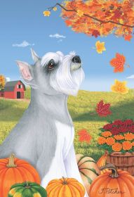 Schnauzer - Gray - Cropped - Best of Breed Autumn Leaves Garden Flag