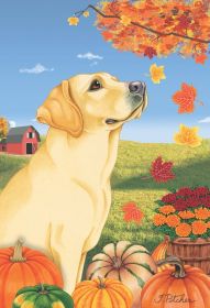 Labrador Retriever - Yellow - Best of Breed Autumn Leaves Garden Flag