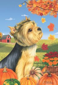Yorkie - Puppy Cut - Best of Breed Autumn Leaves Garden Flag