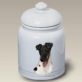 Wire Fox Terrier - White, Tan and Black - Best of Breed Ceramic Treat Jar