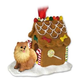 Pomeranian - Red - Gingerbread House Ornament