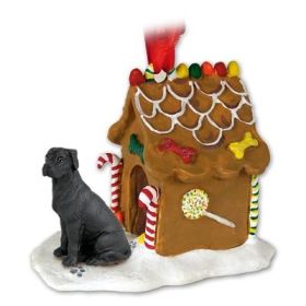 Great Dane - Black - Uncropped - Gingerbread House Ornament