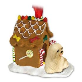 Lhasa Apso - Blonde - Gingerbread House Ornament
