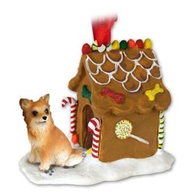 Chihuahua - Longhair - Gingerbread House Ornament