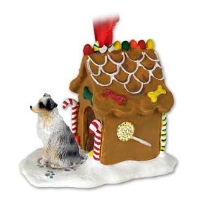 Australian Shepherd - Blue - Docked - Gingerbread House Ornament