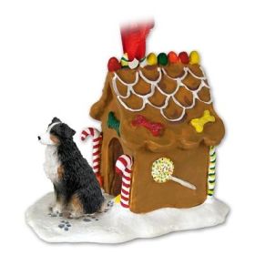 Australian Shepherd - Tri-Color - Docked - Gingerbread House Ornament
