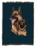German Shepherd with Puppy Cotton Woven Throw
