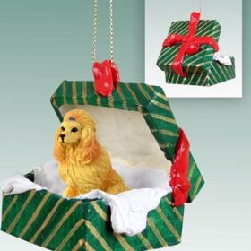 Poodle - Apricot - Green Gift Box Ornament