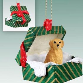 Golden Retriever Green Gift Box Ornament