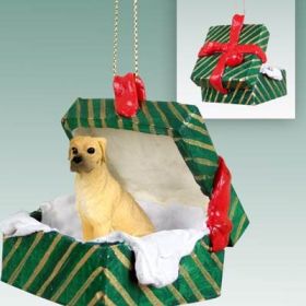 Great Dane - Fawn - Uncropped - Green Gift Box Ornament