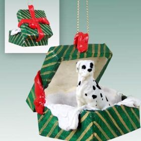 Great Dane - Harlequin - Uncropped - Green Gift Box Ornament