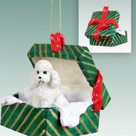 Poodle - White - Sport Cut - Green Gift Box Ornament