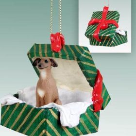 Italian Greyhound Green Gift Box Ornament
