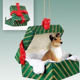 Collie - Smooth - Green Gift Box Ornament