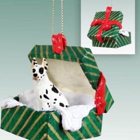 Great Dane - Harlequin - Green Gift Box Ornament